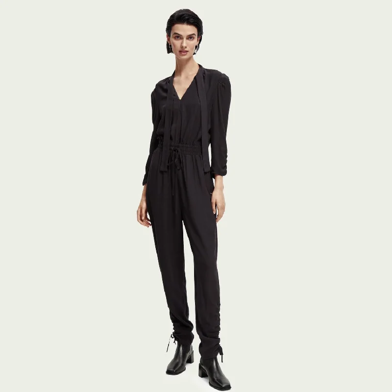 Jumpsuit with Gathered Details (Black)