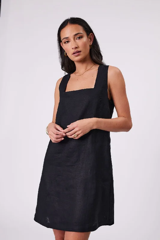 Marlow Iris Square Neck Dress - Black