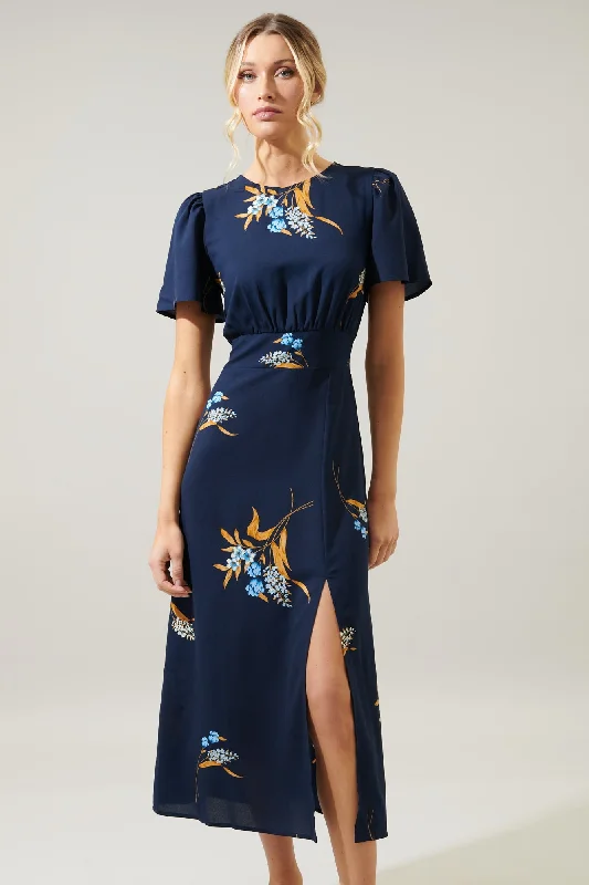 Dusk Bloom Floral Midi Dress