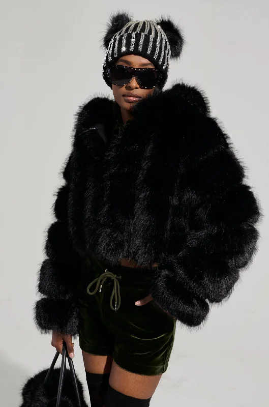 JOLENE FAUX FUR COAT IN BLACK